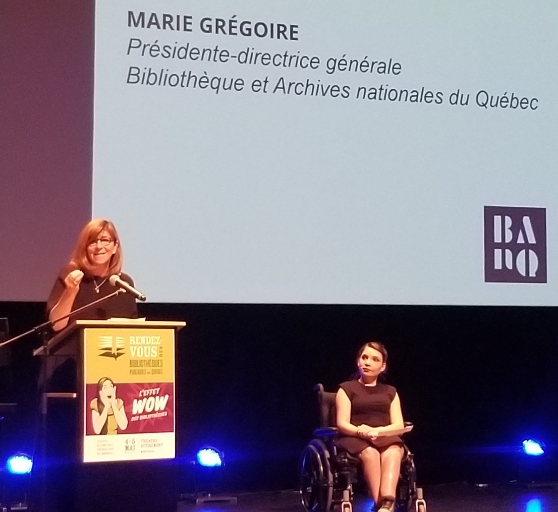 ericbegin's tweet image. Marie Grégoire, le présidente-directrice générale de @_BAnQ lance la deuxième journée du Rendez-vous des bibliothèques publiques du Québec.

#rvbiblio