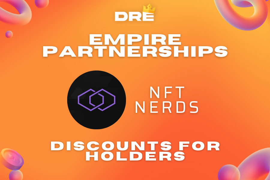 Dre's Empire x NFT Nerds Partnership🥳

💸Bulk discounts for our upcoming holders💸

To celebrate this, we are giving:
🎁1x Dre's Empire wl spot!!🎁

Must:
1. Follow <a href="/Dres_Empire/">Dre</a> 
2. Like, rt and tag 3 friends
3. Join the discord: Discord.gg/dresempire

Ends in 48 hours