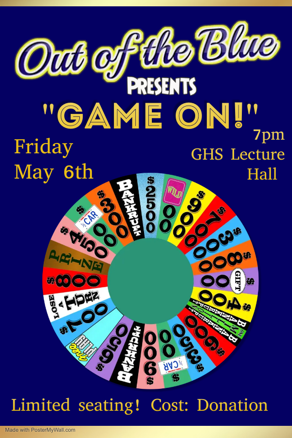 Don't miss the spring improv show! May 6th at 7pm in the GHS Lecture Hall.  LIMITED SEATING!!  Don't miss out!  Lots of laughs!
Cost: Donation for Relay for Life
<a href="/USD265_GHS/">USD265_GoddardHS</a> <a href="/Goddard_Media/">GHS Media</a> <a href="/GHSDen/">Lion Kingdom</a> <a href="/THELIONSMANE1/">THE LIONS MANE</a> <a href="/USD265_Goddard/">USD 265 - Goddard Public Schools</a>