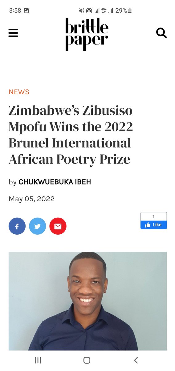 icebodesignexpo's tweet photo. Congrats to our very own Zibusiso, for winning the prestigious Brunel International African Poetry Prize.The first Zimbabwean to do so. #ZibusisoMpofu @CurateByo @ipikaipoetry @BatsiraiChigama @EfieZethu @VascoDaGappah @PhilaniANyoni https://t.co/fOO9KLC9t4