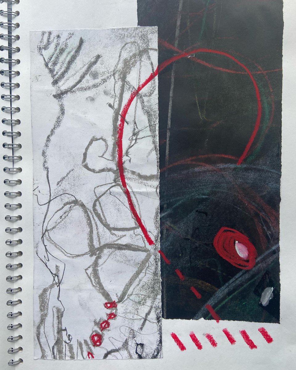 paulnwakelam's tweet photo. I’ve kept a lot of the work from large scale drawing workshops @GeneralOffice12 led by @sarahmgoudie and have been cropping, culling, collaging and embellishing with new marks.
Here’s few extracts from sketchbook
Next workshop tomorrow, can’t wait.
#largescaledrawing https://t.co/7uhpNg6IF1