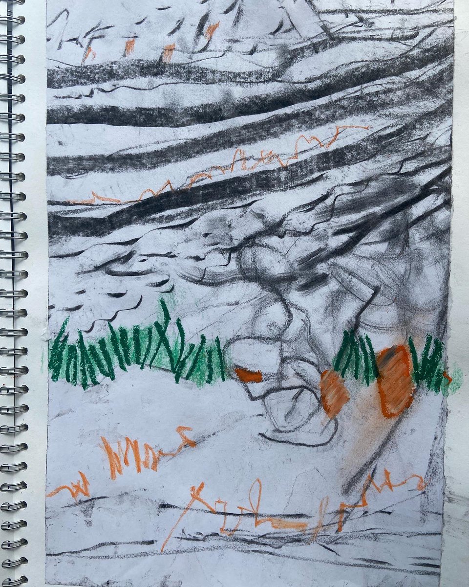 paulnwakelam's tweet photo. I’ve kept a lot of the work from large scale drawing workshops @GeneralOffice12 led by @sarahmgoudie and have been cropping, culling, collaging and embellishing with new marks.
Here’s few extracts from sketchbook
Next workshop tomorrow, can’t wait.
#largescaledrawing https://t.co/7uhpNg6IF1