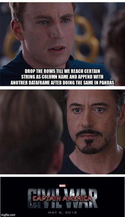 overflow_meme's tweet photo. Drop the rows till we reach certain string as column name and append with another dataframe after doing the same in pandas https://t.co/awdAmOAeKo #python3x #pandas #dataframe #python https://t.co/Oo0rmZoUFC