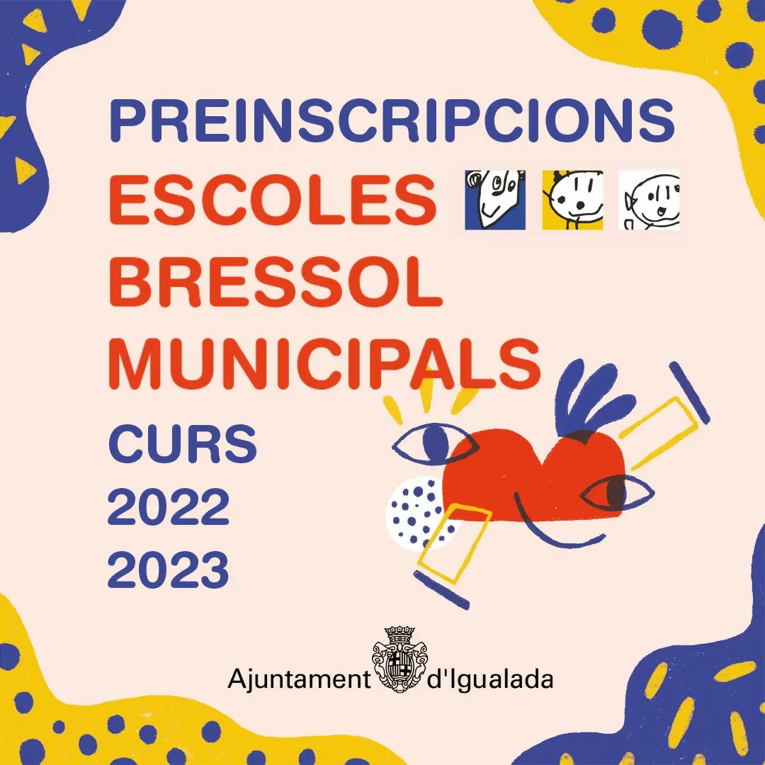 EnsenyamentIgd's tweet photo. Del 10 al 23 de maig s'obrirà el període de preinscripcions a les #escolesbressolmunicipals d'Igualada.

La sol•licitud és online, però pots demanar cita prèvia per fer-la presencialment ➡️ 93 803 19 50 ext: 2237

Si vols més informació, consulta els enllaços de la biografia! 👀 https://t.co/gkrqiV2WAx