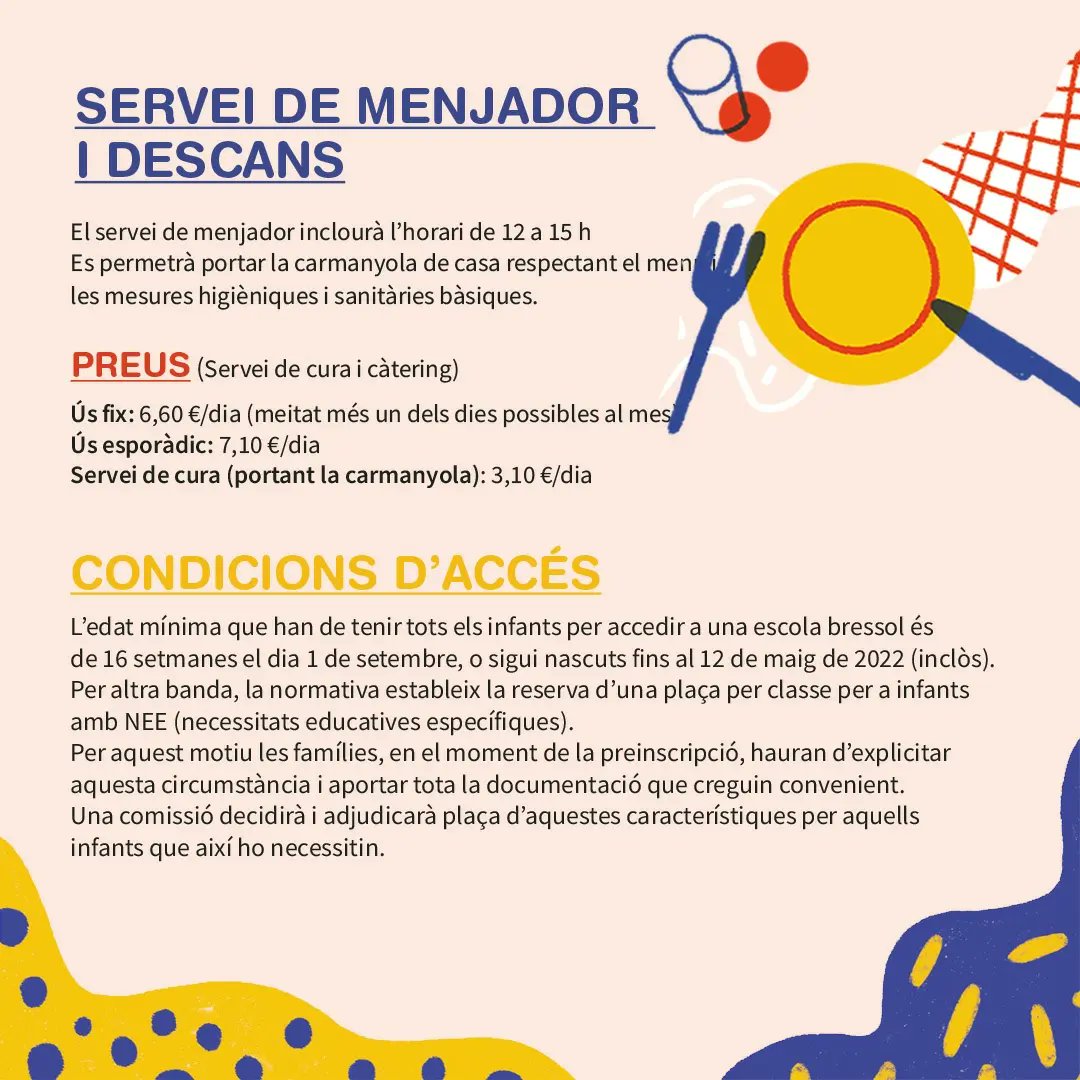 EnsenyamentIgd's tweet photo. Del 10 al 23 de maig s'obrirà el període de preinscripcions a les #escolesbressolmunicipals d'Igualada.

La sol•licitud és online, però pots demanar cita prèvia per fer-la presencialment ➡️ 93 803 19 50 ext: 2237

Si vols més informació, consulta els enllaços de la biografia! 👀 https://t.co/gkrqiV2WAx