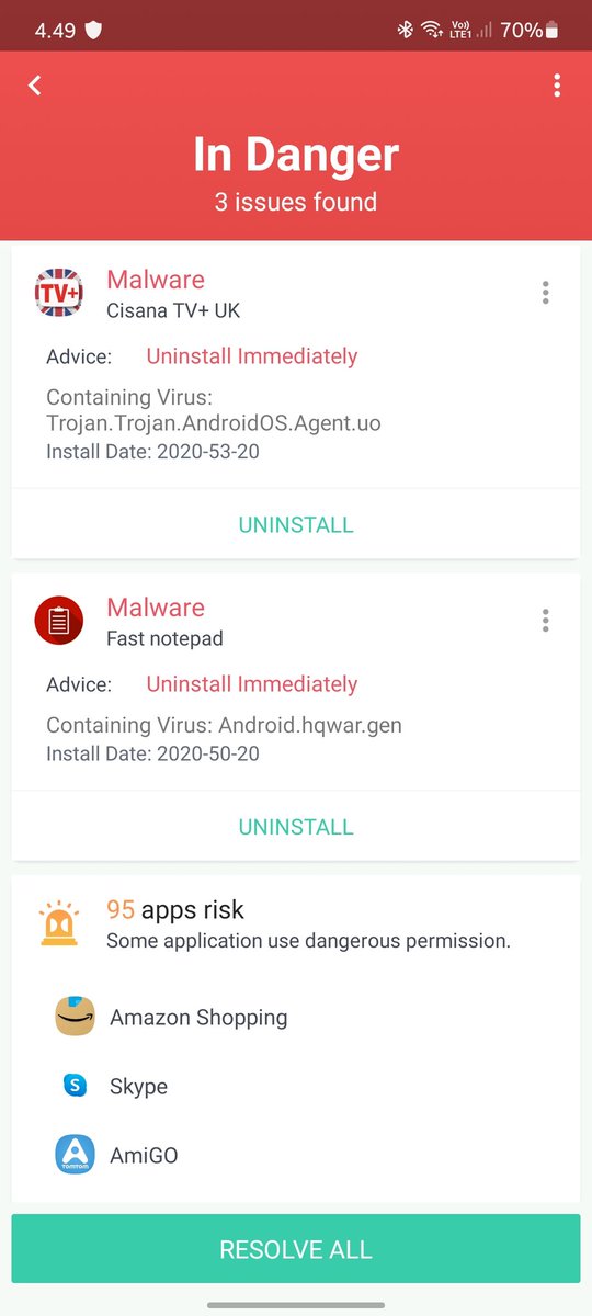 PBeisi's tweet photo. Yes i wrote 1 star for norton 360 product. It didn't find 3 app which had virus. Other app find those and i removed. I use android 360 app. https://t.co/onGSTsozN4