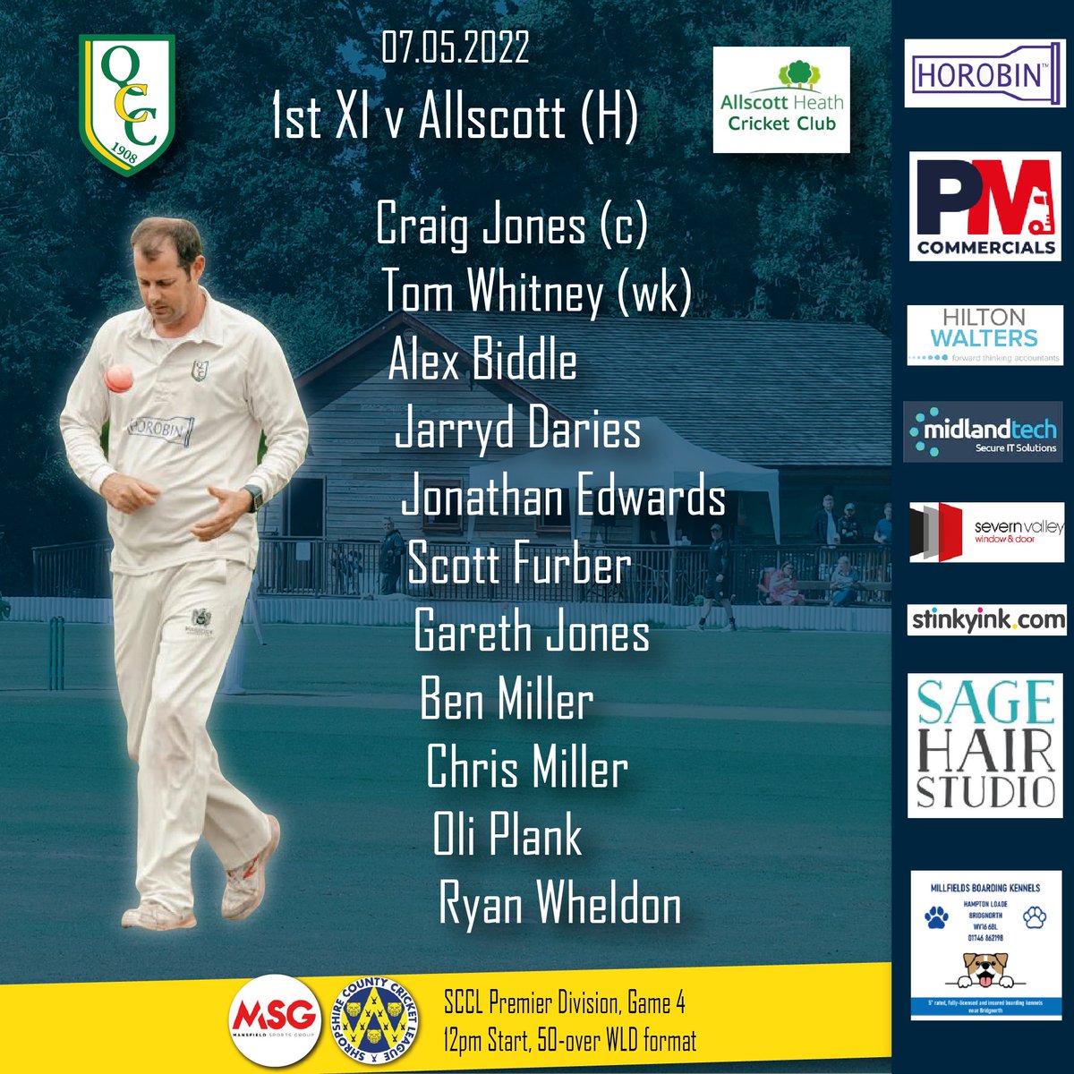 QuattCC's tweet photo. Teams for this Saturday's @mansfieldsportg @ShropCCLeague games are in:
1st XI host @AllscottHeathCC 
2nd XI travel to @AlbrightonCC 
3rd XI visit @corvedaleccc 

We also travel to @pelsallcc on Sunday in the @TheCricketerNVC National Village Cup

#cricket #villagecricket https://t.co/KTNg9WmQBb