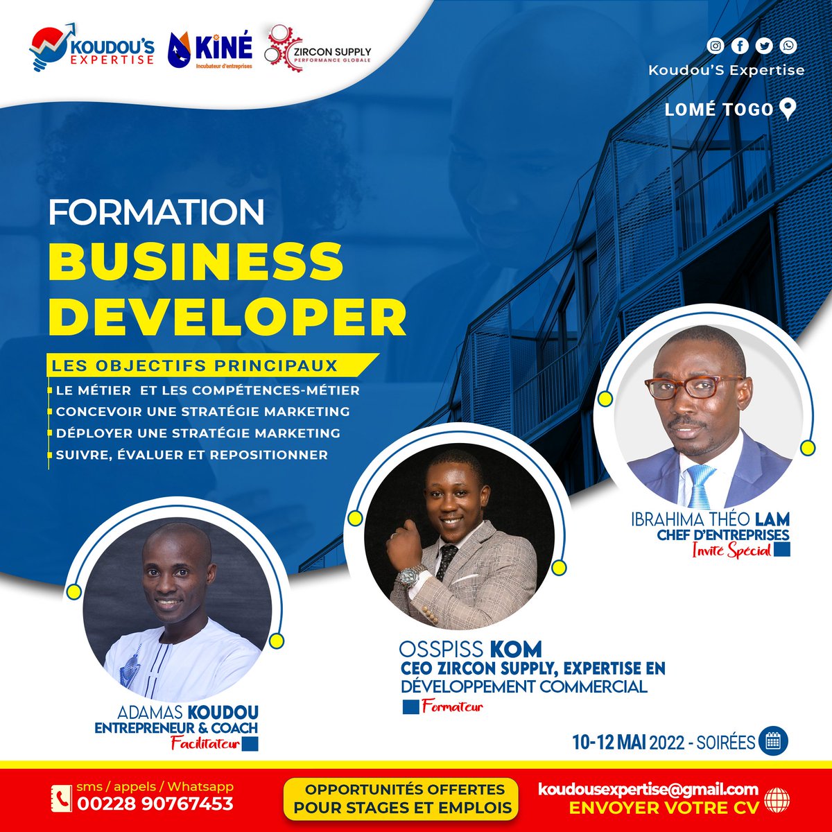 AdamasKoudou's tweet image. 💎💎💎
Le #BUSINESS_DEVELOPER  est au carrefour de différentes compétences incontournables tant pour les grandes entreprises que pour les PME et Star-Ups 

Lien d&apos;inscription : 
⤵️
bit.ly/3rGMvZU

#KoudouSExpertise 
#Kiné_Incubateur
#ZirconSupply
#DéveloppementDAffaires