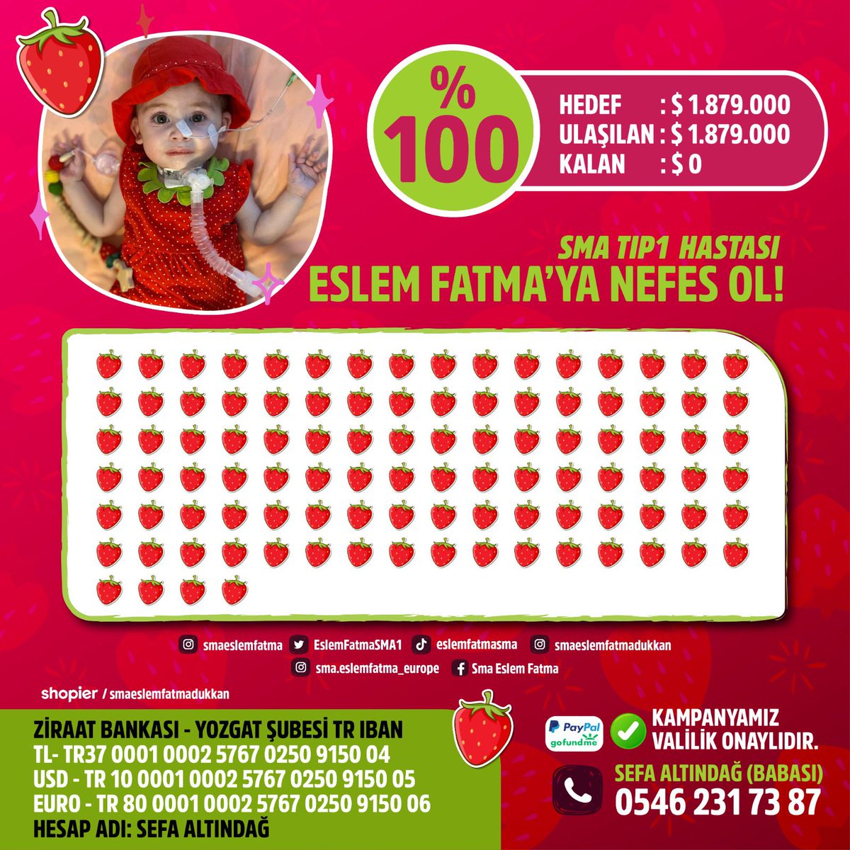Sevgili Çilek Severler 
6 aydır verdiğiniz emekler için hepinize teşekkür ederiz. Bu mutluluk hepimizin mutluluğu bu başarı hepimizin başarısı. Kampanyamızın 100 tane çileği var artık. 🎊 Çilek bahçemizi oluşturduk sıra uçuşa geçmekte. Mucizemiz gerçek oldu🍓🍓