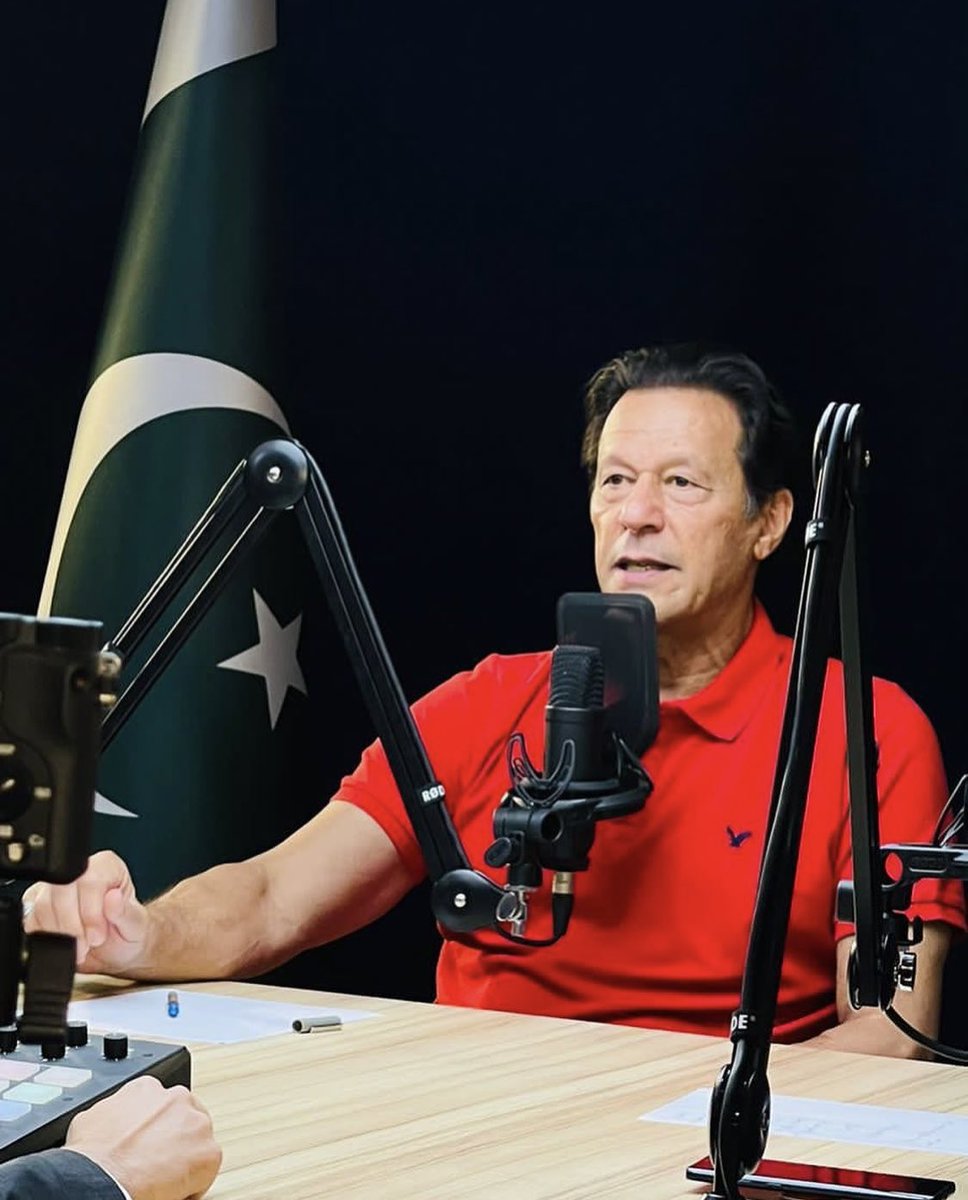 PTIofficial's tweet photo. Chairman PTI @ImranKhanPTI during the podcast which will go on air today at 10PM PST.  #امپورٹڈ__حکومت__نامنظور https://t.co/3GPyfO5CnL