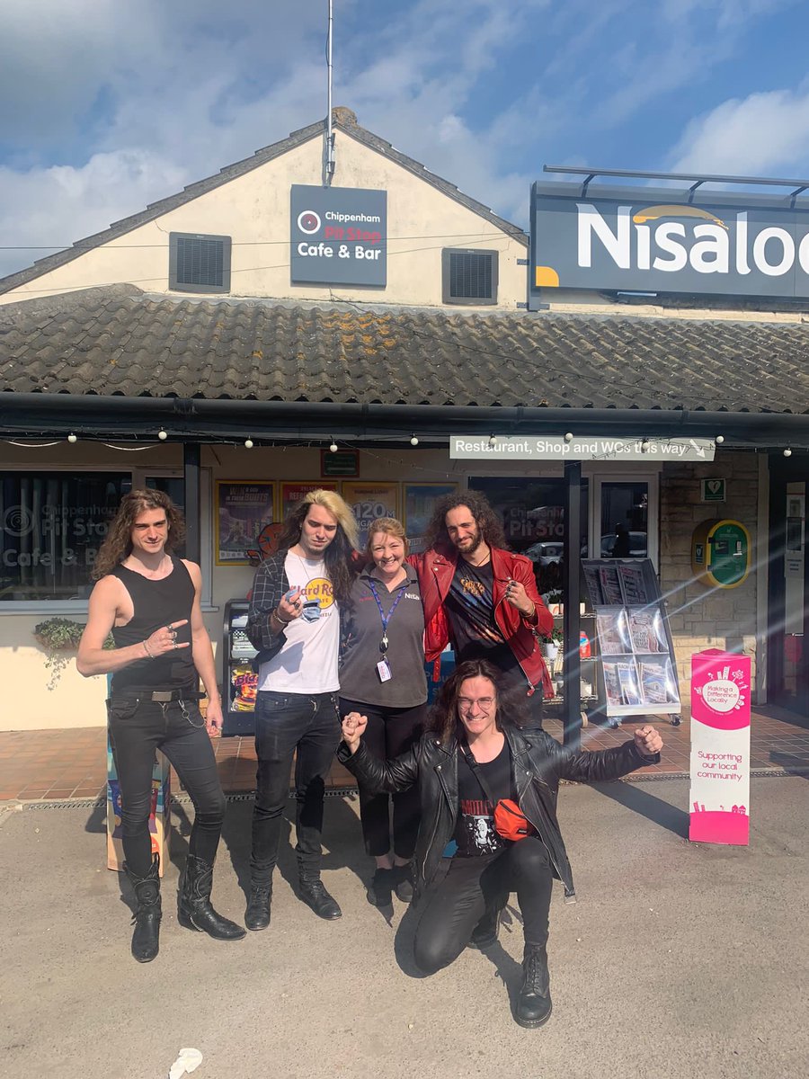 jct17m4pitstop's tweet photo. Yesterday @jct17m4pitstop we had a visit from French rock group Harsh, Jo enjoyed a squeeze! #visitwiltshire #rock #ontour #m4services #pitstop #Harsh #notjustfortruckers #familybusiness https://t.co/J5QMZTKIMb