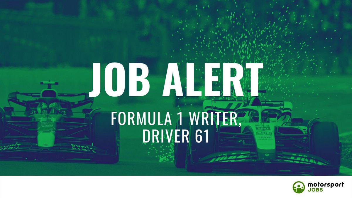 Motorsport_Jobs's tweet photo. F1 Writer role with @realDriver61
Apply 🔗 https://t.co/BCCEFDlynz
#motorsportjobs #motorsport #jobs #jobalert #jobsinmotorsport #HowtogetajobinF1 #workinf1 #f1jobs #jobsinf1 #F1 #Formula1 #f1careers #driver61 #content #scripts #editor #drivenmedia #youtube #media #F1fans https://t.co/VljxvKTQ8l