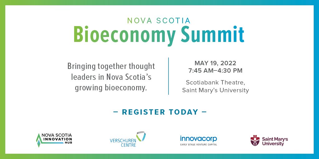 BioscienceNB's tweet photo. We’re excited to be attending the Nova Scotia #Bioeconomy Summit from our BIOCON partners, @NSInnovationHub, in partnership with @VerschurenCtr, @smuhalifax, and @innovacorp on May 19 at Saint Mary’s University.

Register for their FREE event here: https://t.co/5h4cN1HsGG https://t.co/5TXByr8Qge