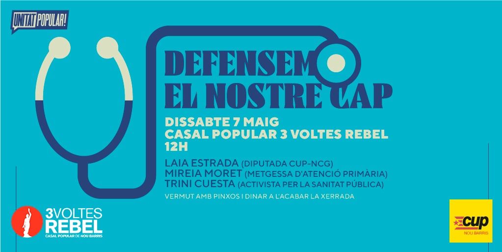 👉🏼Us convidem a venir el dissabte 7 de maig a les 12h al casal popular 3 voltes per explicar-vos la situació que estem vivint les treballadores sanitaries. Per una sanitat pública i digne!✊🏼 Us esperem a totes‼️⛑️