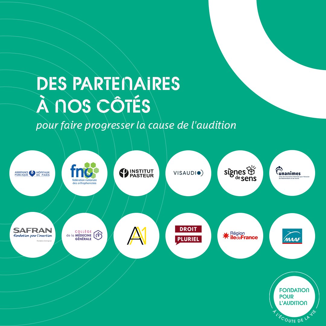 La #FondationPourlAudition vous présente quelques-uns de ses partenaires avec qui elle collabore pour améliorer le quotidien des personnes #sourdesoumalentendantes et faire avancer la cause de l'#audition. Nous les remercions pour leur #mobilisation.🤝