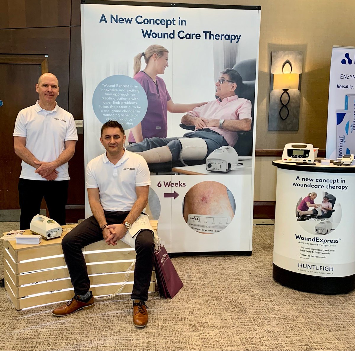 Huntleighdiag's tweet image. Andrew and Darren will be available today to answer any questions you might have at #JCNAshford. Make sure to say hello and try #WoundExpress for yourself.