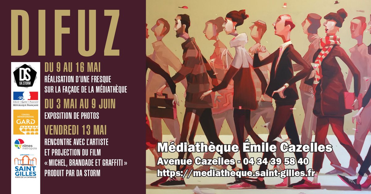 [CULTURE - GRAFFITI] Le festival "Tout simplement graffiti" s'installe à Saint-Gilles du 09 au 16 mai, à la médiathèque Emile Cazelles. Infos ici 👉bit.ly/3Fl2wtP