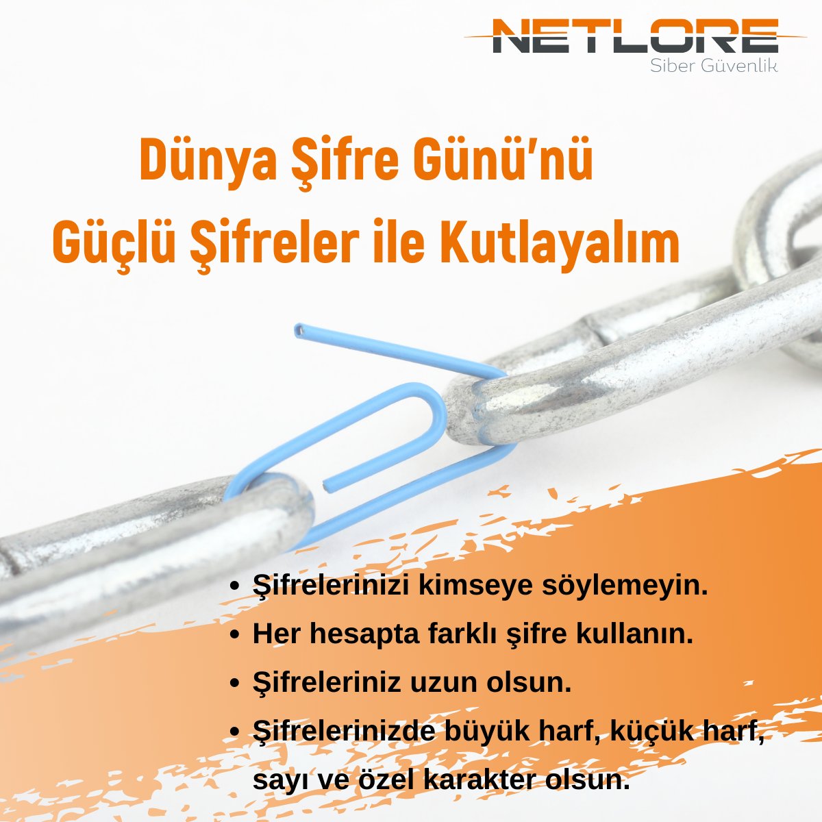 Zayıf parolalar, güvenliği ihlal edilmiş hesaplara yol açar.

Dünya Şifre Günü'nü güçlü şifreler ile kutlayalım! 

#şifre #güvenlik #parola #password #WorldPasswordDay #bilgigüvenliği #hacker #internet #hacking #netlore #cyber #cybersecurity #sibergüvenlik #siber