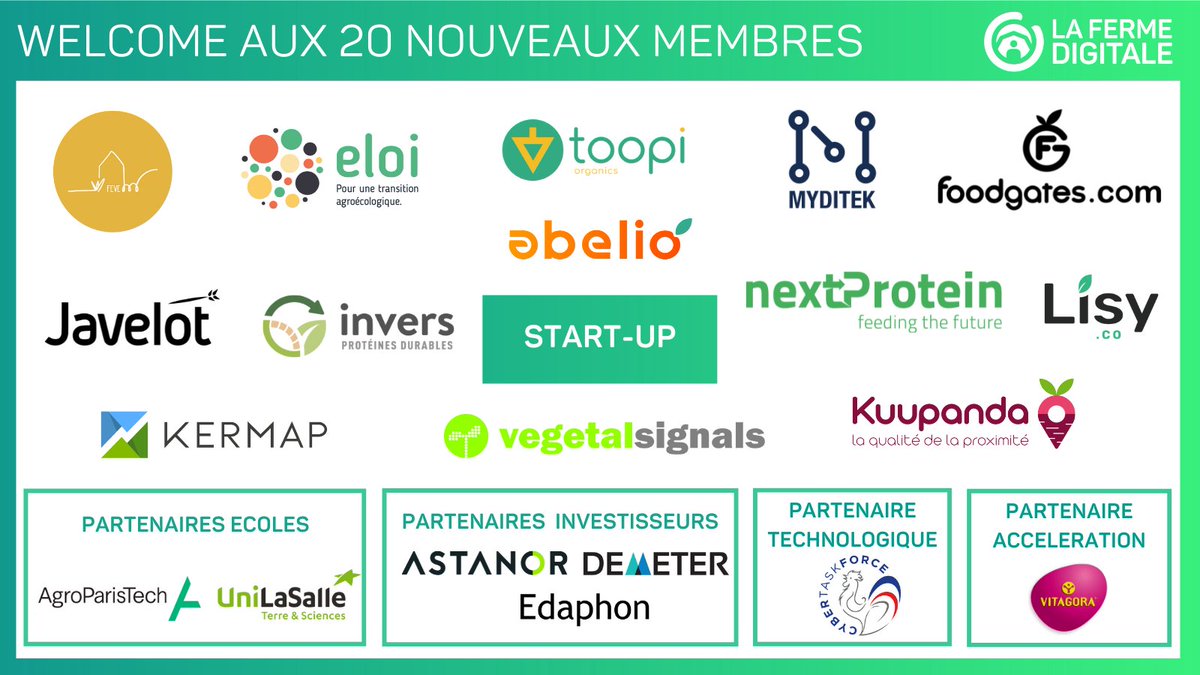 💯[WELCOME] 6 ans après, nous sommes passés de 5 à 100 entreprises au service de l'agriculture et de l'alimentation ! La Famille #LFD s'agrandit et nous en sommes très fiers💚
Bienvenue aux 20 nouveaux adhérents qui rejoignent notre communauté #agtech #foodtech #winetech #biotech