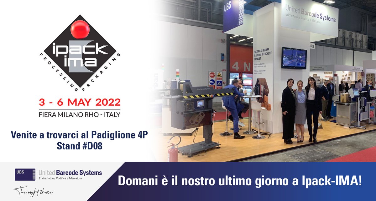 UBS_Code's tweet photo. Domani è il nostro ultimo giorno a Ipack-IMA! Non perdete l'opportunità di visitarci e di conoscere le ultime tecnologie per identificare prodotti, scatole e/o pallet nelle vostre linee di produzione.

📍Hall 4P - Stand #D08. Fiera Milano Rho (Italia)

#Ipackima #Ipack #ubscode https://t.co/EIRI2Lwufb