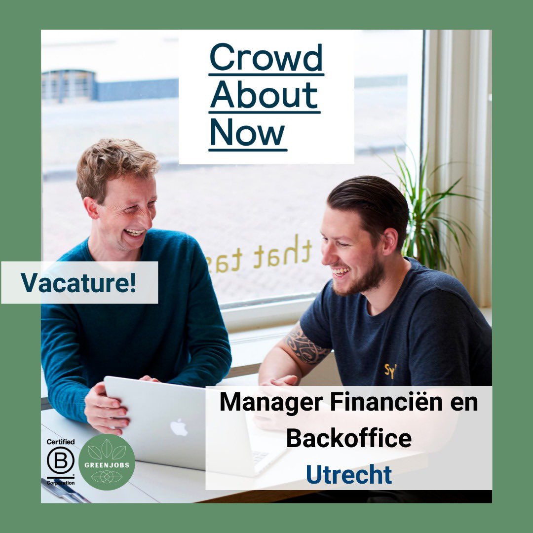 Ben jij opzoek naar een impactvolle baan? <a href="/CrowdAboutNow/">CrowdAboutNow</a> is op zoek naar een Manager Financiën en Backoffice in Utrecht! Bekijk de vacature op greenjobs.nl/vacature/manag…

#utrecht #crowdaboutnow #financien #backoffice #greenjobs #vacatures #hiring #bcorp #duurzaam #crowdfunding