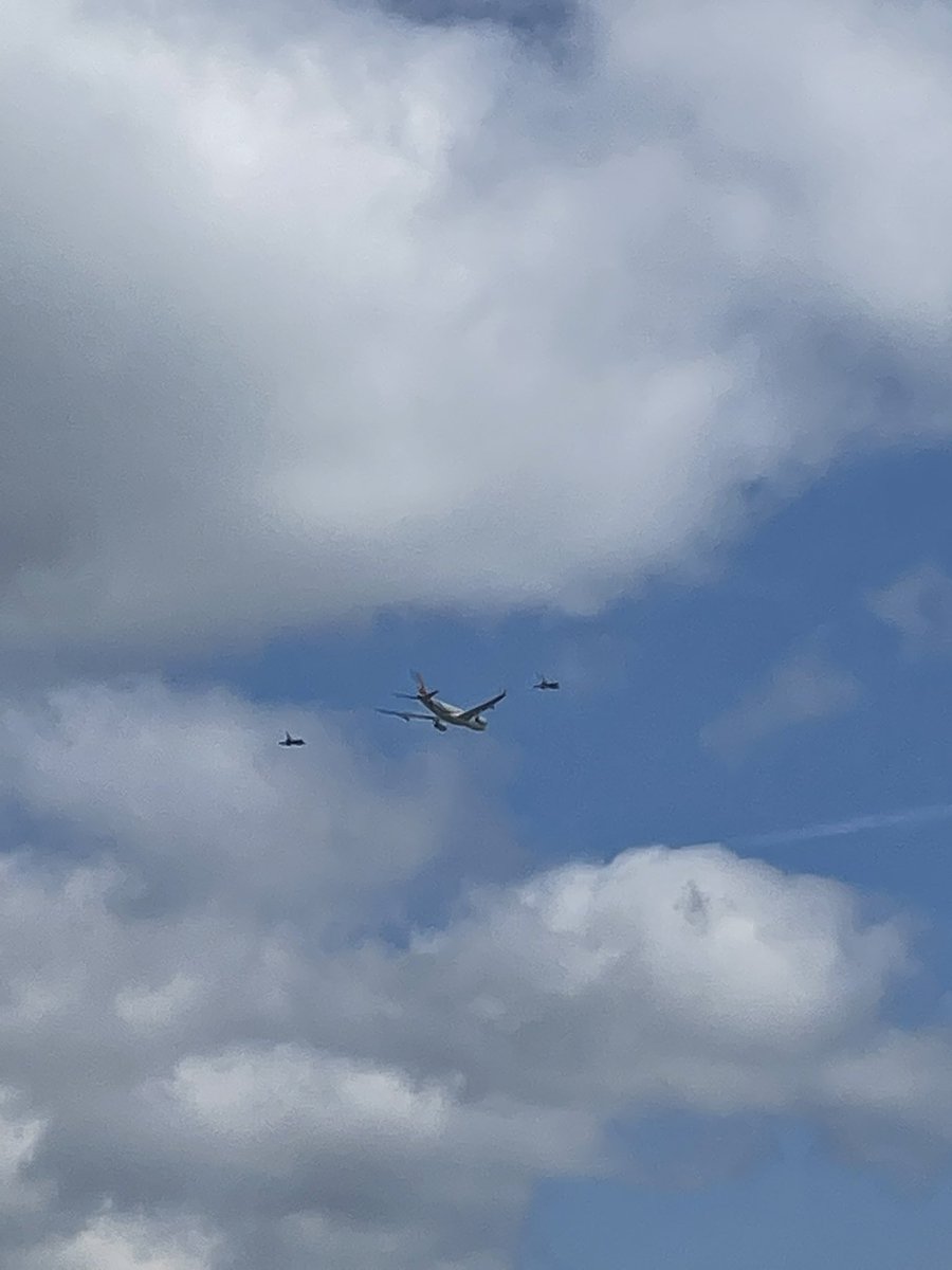 mparry89's tweet photo. Just a casual RAF escort flying over head https://t.co/oraBXzuSi3
