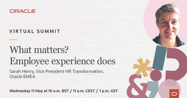 KochCaro's tweet photo. What matters in the world of #HR? Join Sarah Henry, Vice President, HCM Solutions EMEA at Oracle, for an interesting take on #technology and HR at our upcoming HCM Virtual Summit. @OracleCloudHCM https://t.co/GCmaucpmok https://t.co/WWBN7wtwu2