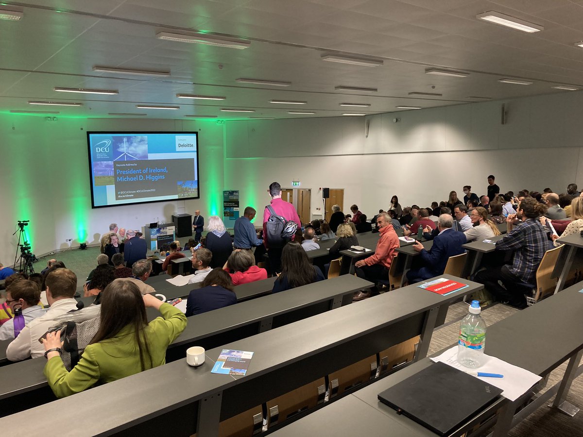 jane_last's tweet photo. Great attendance at the inaugural conference for the DCU Centre for Climate & Society @DCUClimate. President Michael D Higgins @PresidentIRL will deliver his keynote address shortly. Follow @DCU and @DCUClimate for updates! #DCUClimate22 https://t.co/xvrDN87yQT