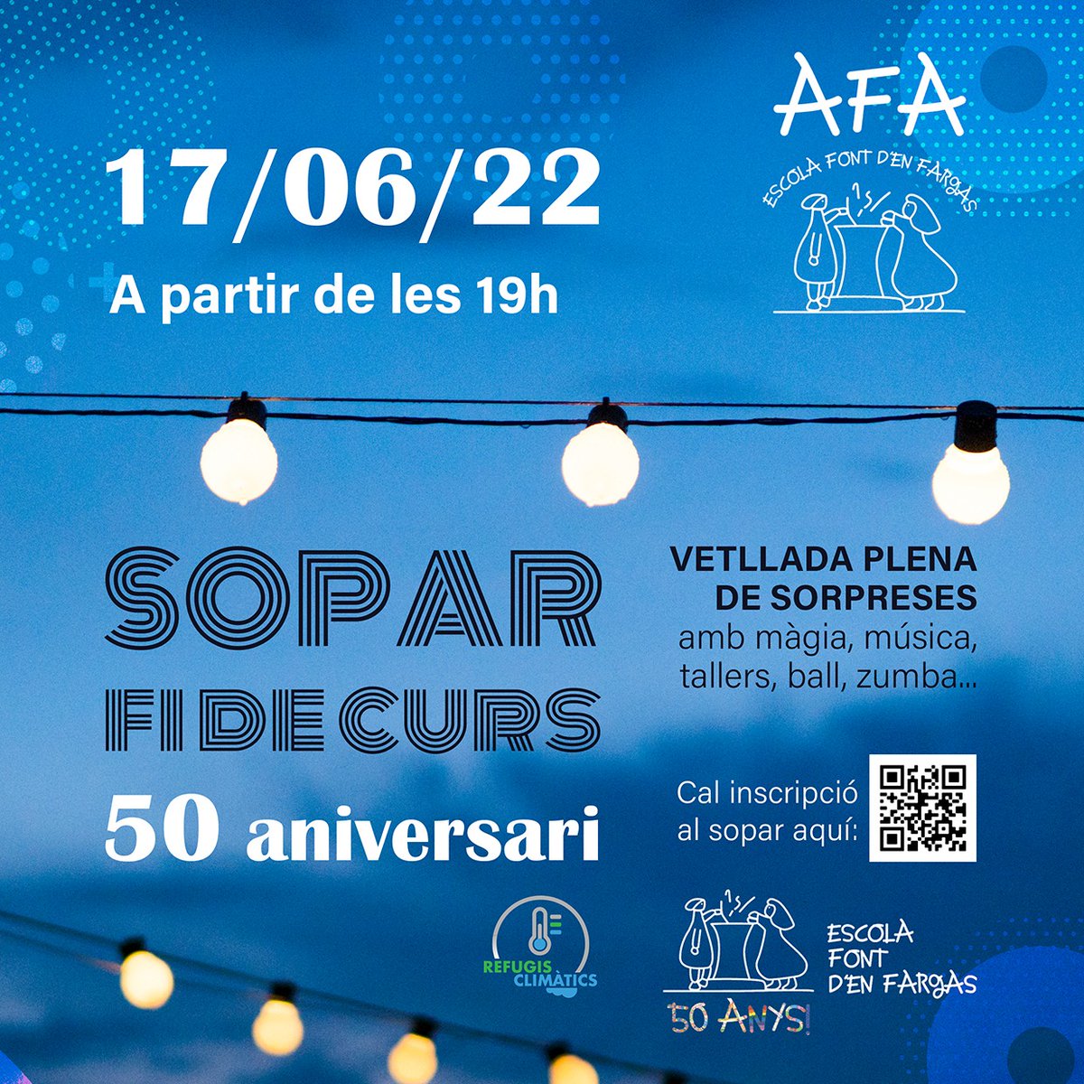 Aquest any celebrem l'aniversari de l'escola #50anysfentescola i ho celebrem amb una festassa!! 🎉🥳

Tothom hi està convidat: alumnes i exalumnes, famílies, professorat, personal, col·laboradors (i tots els ex que volgueu 😉).. 

No hi falteu!!

✔️ shorturl.at/juCFT