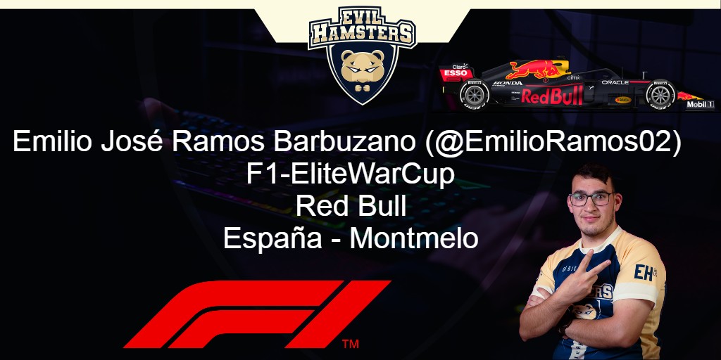 ehamstersclub's tweet photo. [#F1] Una carrerita a la semana, la autentica salud.

🏆@formula1gamers / F1-EliteWar Cup
🏎️@EmilioRamos02/ Red Bull
🛣️ España / Montmeló
🕤19:00h🇮🇨 / 20:00🇪🇸

#GoRoedores🐹
#malditosroedores😈🐹
#Formula1esports https://t.co/89UpQlcHYH