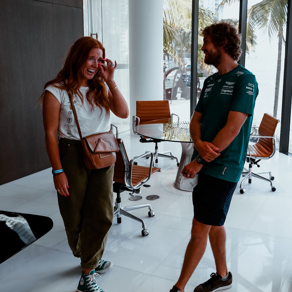 AstonMartinF1's tweet image. When Seb met F1Toni. 💚 

Stay tuned... we'll be seeing more of these two throughout the week as we celebrate the #MiamiGP! 

#F1 #IAMMIAMI | @ToniCowanBrown