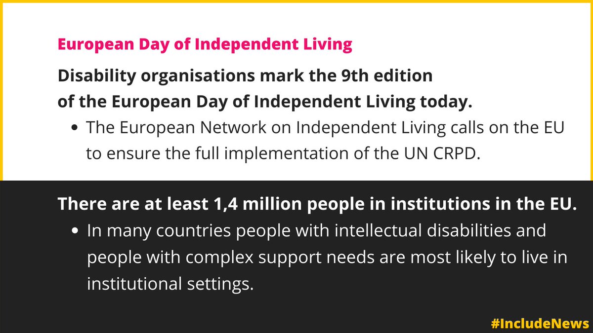 InclusionEurope's tweet image. Total number of people in institutions does not seem to have substantially changed over the past 10 years in the EU.

To mark #ILDAY22 today, @ENIL_EU calls on the EU to ensure full implementation of the UN CRPD.
inclusion-europe.eu/includenews-ma…