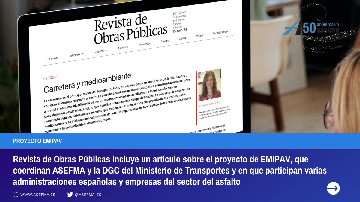 ¿Cómo contribuye el buen estado de la infraestructura a la sostenibilidad? 

<a href="/chcarribas/">Charo Cornejo</a>,  Directora técnica de la DGC de <a href="/mitmagob/">Pol</a> y presidenta de <a href="/ATC_PIARC/">ATC</a>, explica en Revista de #ObrasPúblicas de <a href="/Colegiocaminos/">Colegio de Ingenieros de Caminos</a> el proyecto <a href="/Emipav_es/">EMIPAV</a>
 
👉ow.ly/8RM050HxZJY 👈