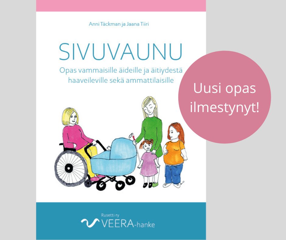 Rusetti ry:n VEERA-hanke on julkaissut vammaisille äideille, äitiydestä haaveileville ja ammattilaisille Sivuvaunu-oppaan. Oppaassa on paljon tietoa raskauden suunnittelun ja perhe-elämän tueksi.
Tutustu maksuttomaan oppaaseen: rusettiry.fi/wp-content/upl… <a href="/VEERAhanke/">VEERA-hanke</a>  #sivuvaunuopas