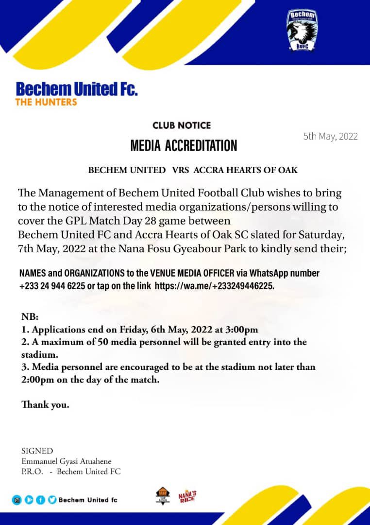 BechemUnitedFC's tweet photo. ๐ ๐๐๐จ๐ ๐ก๐ข๐ง๐๐๐
๐๏ธ ๐ด๐๐
๐๐ ๐จ๐๐๐๐๐
๐๐๐๐๐๐๐
Bechem United ๐ Accra Hearts of Oak
#BUFC
#GPLMatchday28
#BechemHearts https://t.co/opdqS8zjYA