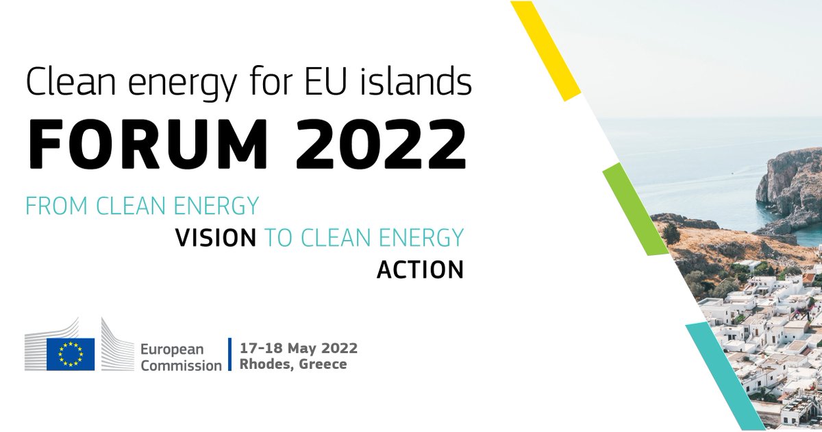 You have until tomorrow to register for this years #CE4EUIslands Forum on Rhodes, Greece, on 17-18 May 2022. 🏝️
Join in for exciting speakers, workshops and site visits. A livestream of some plenum lectures will also be available.

Register here ➡️ clean-energy-islands.ec.europa.eu/news/last-chan…