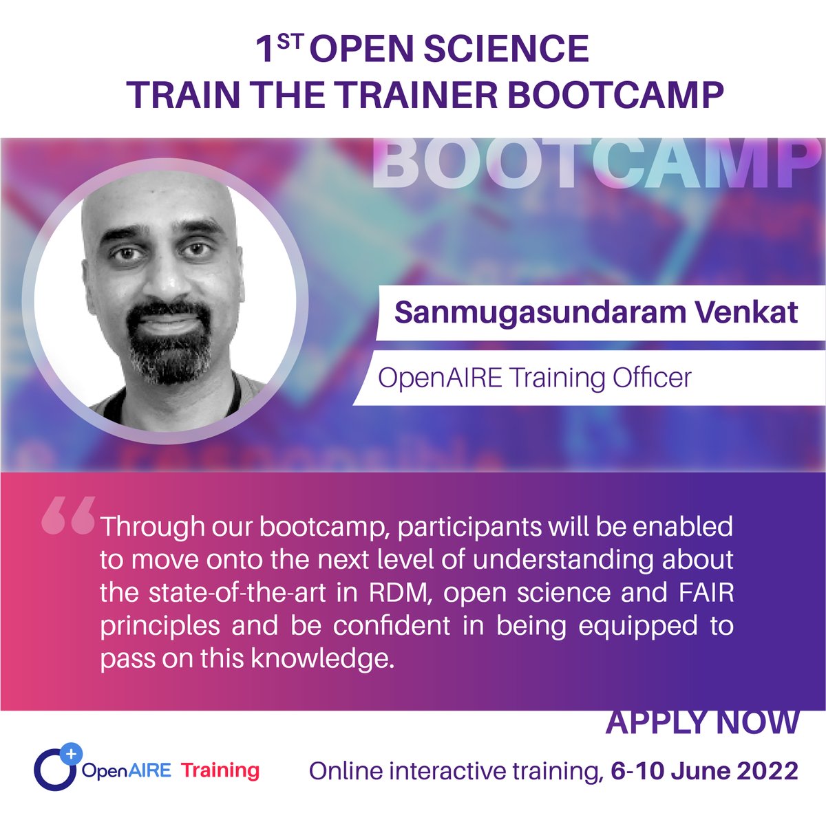 OpenAIRE_eu's tweet image. Our 1st #OpenScience Bootcamp aims to provide a forum in which a network can be established and nurtured and which will have long-term benefits. 
Learn more and apply! Deadline for applications: 9 May. #OpenAIRE #OpenAIRE_Nexus
🔗openaire.eu/first-open-sci…