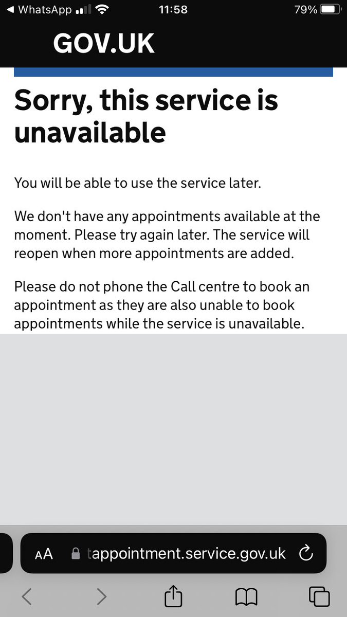 gpzed's tweet photo. @HM_Passport This service never seems to be available, people have no chance!! https://t.co/uGarzjPuay