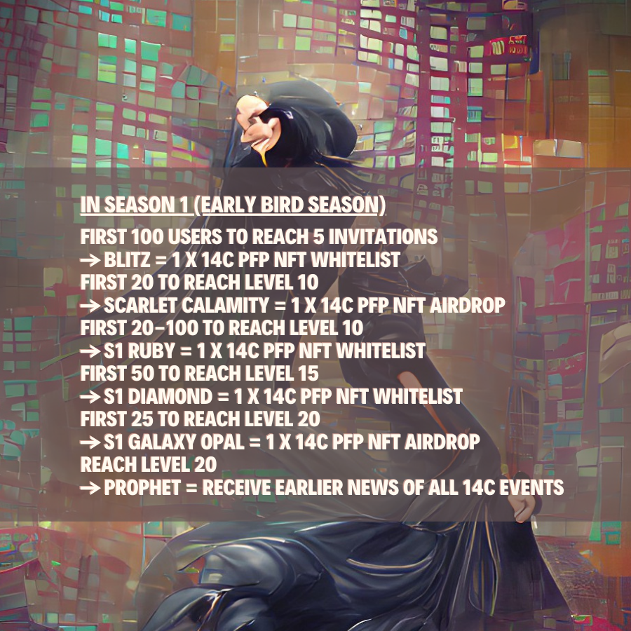 14CLab's tweet photo. 🦋 Season one ending in 5 days
😁 Experience will reset on the last day
🔥 Triple leveling experience ending tonight
👥 5 invitations for a #whitelist
#NFTGame #onFlow #gamefi #p2e #playtoearn #MMORTS #metaverse #UpcomingReleases #GuildGamers #EarlyBiz @YieldGuild @flowverse_ https://t.co/ndW7m5Nq2a