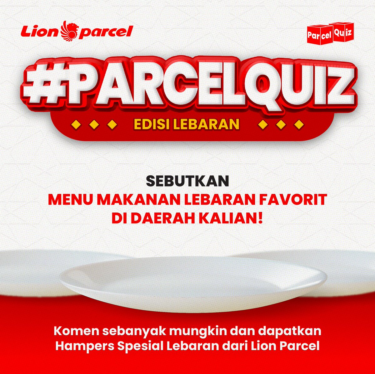 lionparcel_'s tweet photo. #PARCELQUIZ datang lagi 🥳

Gimana Lebaran kali ini? Pasti happy kaan 🥰 Nah biar makin happy, ada #giveaway 15 hampers THR spesial~

Cara :
1. Follow @lionparcel_
2. Like, RT, QRT &amp; Reply jawaban kamu sebanyak mungkin!!!
3. Pake hashtag #BERKAH #LionParcel 

Sampai 8 april! https://t.co/c0lnmTKt3U