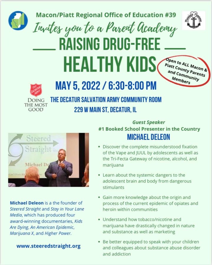 PARENT ACADEMY EVENT:  Raising Drug-free Healthy Kids

Another community event, open to the public is THIS EVENING (May 5) here in our Community Center at 229 West Main in Decatur!

Can’t attend in person, find the event here:
youtu.be/SveNlEK8hak