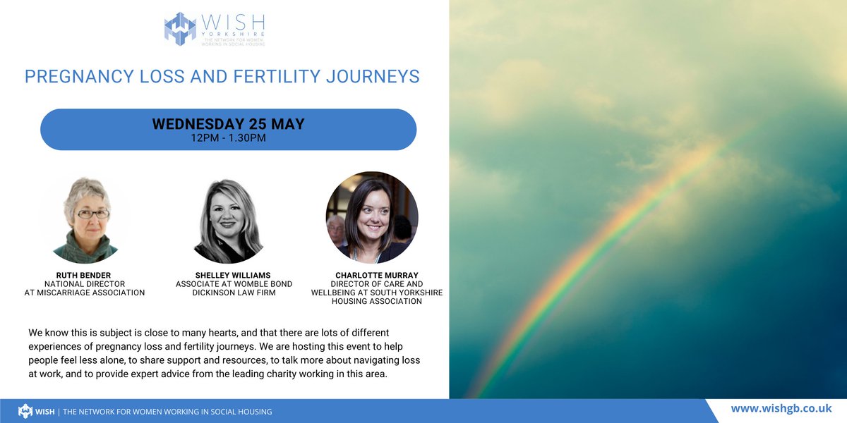 Pregnancy loss and fertility journeys are experiences close to many hearts ❤️

We're hosting this event with <a href="/MiscarriageA/">Miscarriage Association</a> to help people feel less alone, to share support and resources, and to talk about navigating loss/IVF at work. 

Info and tickets ⤵️ wishgb.co.uk/events/yorkshi…