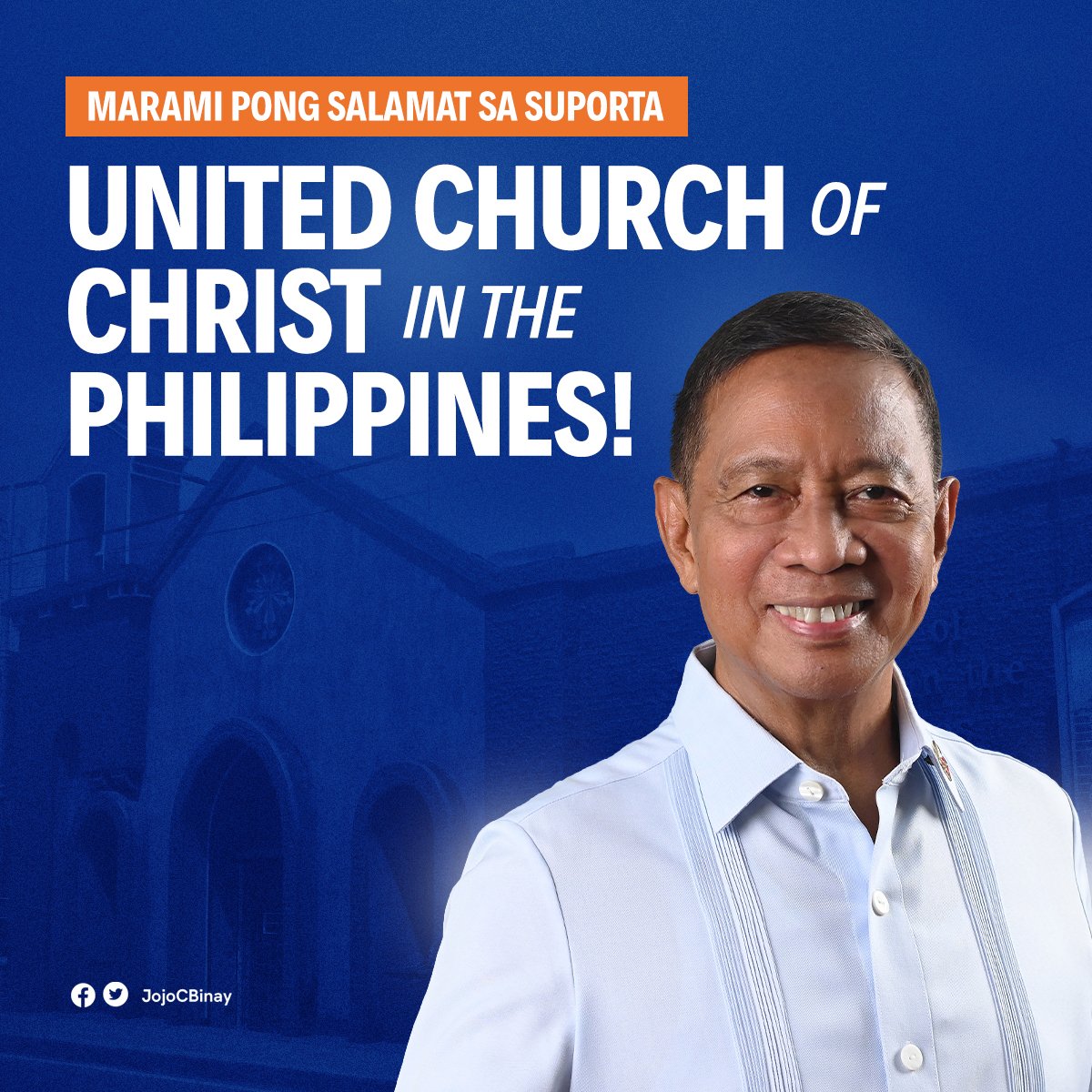 Maraming salamat sa ating mga kapatid sa United Church of Christ in the Philippines sa inyong suporta! Makakaasa po kayo na hindi namin sisirain ang inyong pagtitiwala.

#BinayThereDoneThat
#BinaySaSenado
#OnlyBinay