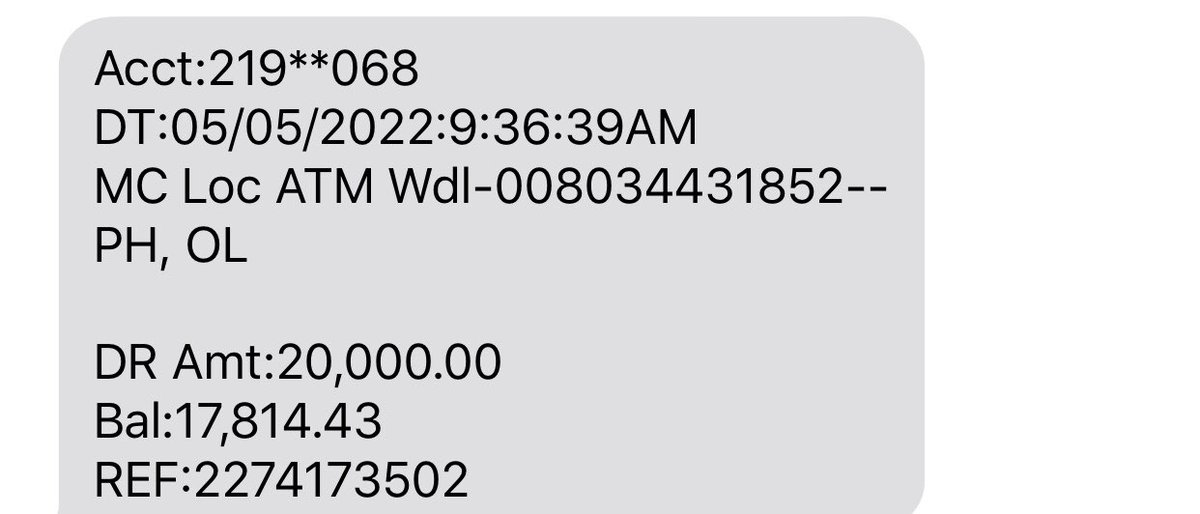 DianeAlaye's tweet photo. @ZenithBank I made a transaction today at Access bank , Olu obasanjo road , Portharcourt today, using my zenith ATM card , I was debited but was not credited , I did twice , I was given the first 20,000, the second 20,000 was not dispensed,Name :Alaye Diane Ebiwone ,2191528068 https://t.co/1REU4RoBhX