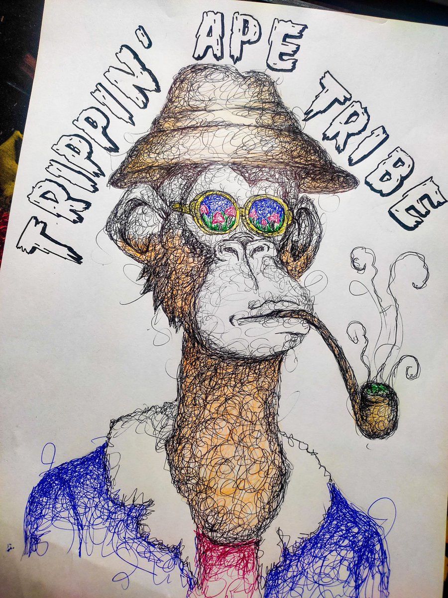 claudia_eth's tweet photo. HAPPY 118K MEMBERS ON DISCORD! @trippinapes  I Made this scribble art for this awesome project! I really love the art its so dope! 🔥❤️ @JPEGASUS69 @FigHouse_ @CryptoniteApe @fenrusgmi @KulbikC @defigemhunt @FlippaNft https://t.co/c1cKXQ2CON