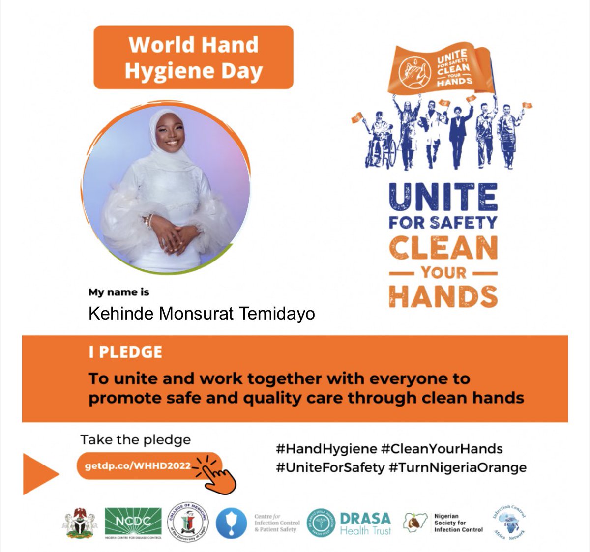 Hand Hygiene is an important part of your health care as it limits transfer of pathogens from one person to another.

#Handhygiene #Cleanyourhands #Uniteforsafety #TurnNigeriaOrange