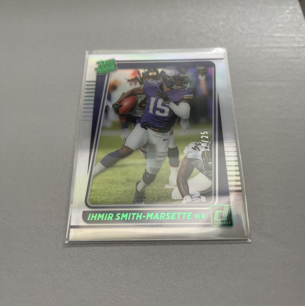 doublerryder's tweet photo. @ILOVECOLLECTIN1 @WickedCardz Ihmir Smith-Marsette Rated Rookie /25 $6 shipped https://t.co/jqNVc8jF5q