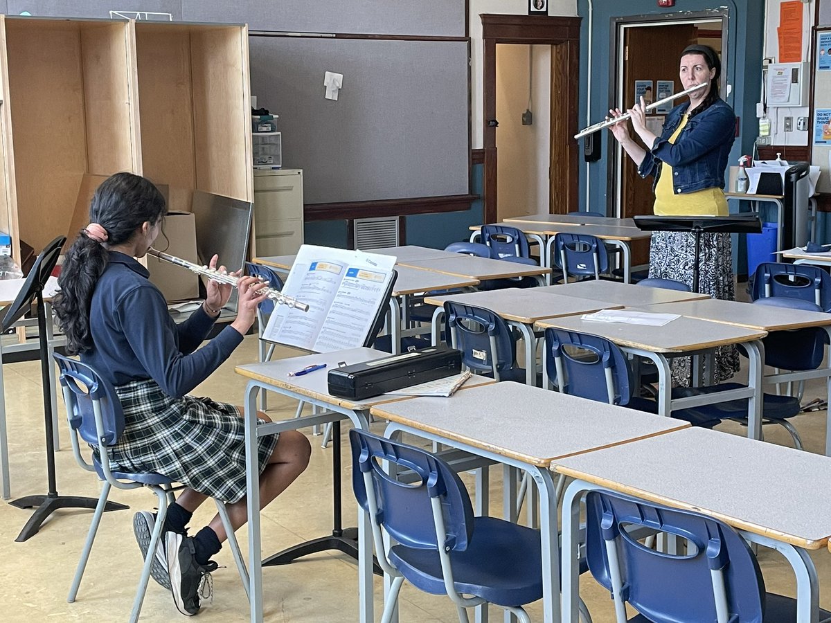 Tootleootle's tweet photo. @yyCBEdu students enjoying the #BandTogether program at @BalmoralTLC with some amazing professional musicians! Thank you @CalgaryPhil! #WeAreCBE #musiceducation https://t.co/lp42xcEzDt