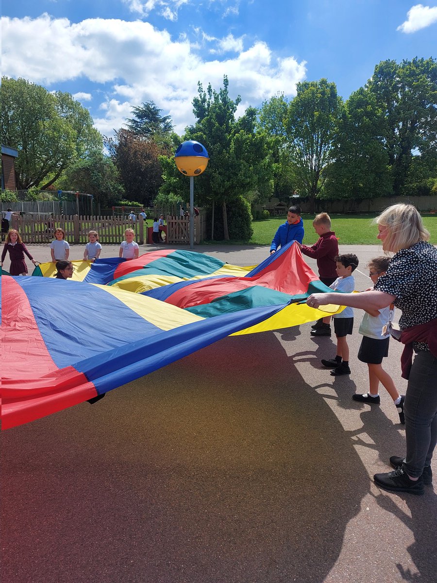 CFPSchool's tweet photo. Lunchtimes this week have been so much fun! We have practised using catch cups to develop our motor skills. We even played cat and mouse with our parachute and this game involved all the year groups working together as a team. @theresehoyle #lunchtimefuntime #postiveplaygrounds https://t.co/SeGw8lShgO