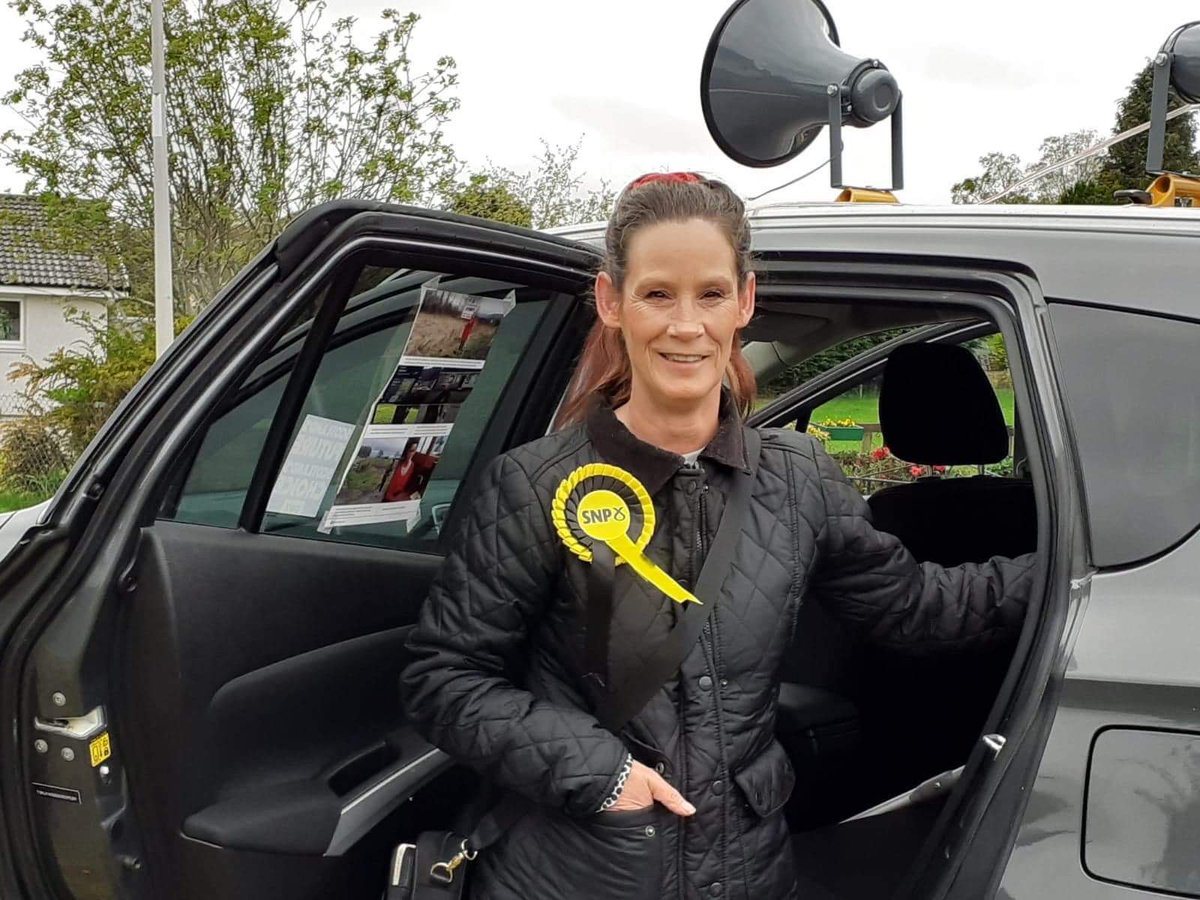 AlmondEarn_SNP's tweet photo. Get the vote out well underway and our candidate Michelle Frampton SNP for Almond and Earn is visiting all polling places 
#Council22 #VoteSNP #VoteMichelle https://t.co/NNIJrt2dqR